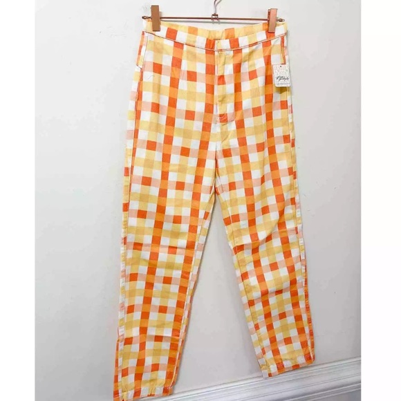 Free People She's All That Plaid Crop High Waist Pants in Multi Combo NWT 8 - Picture 7 of 16